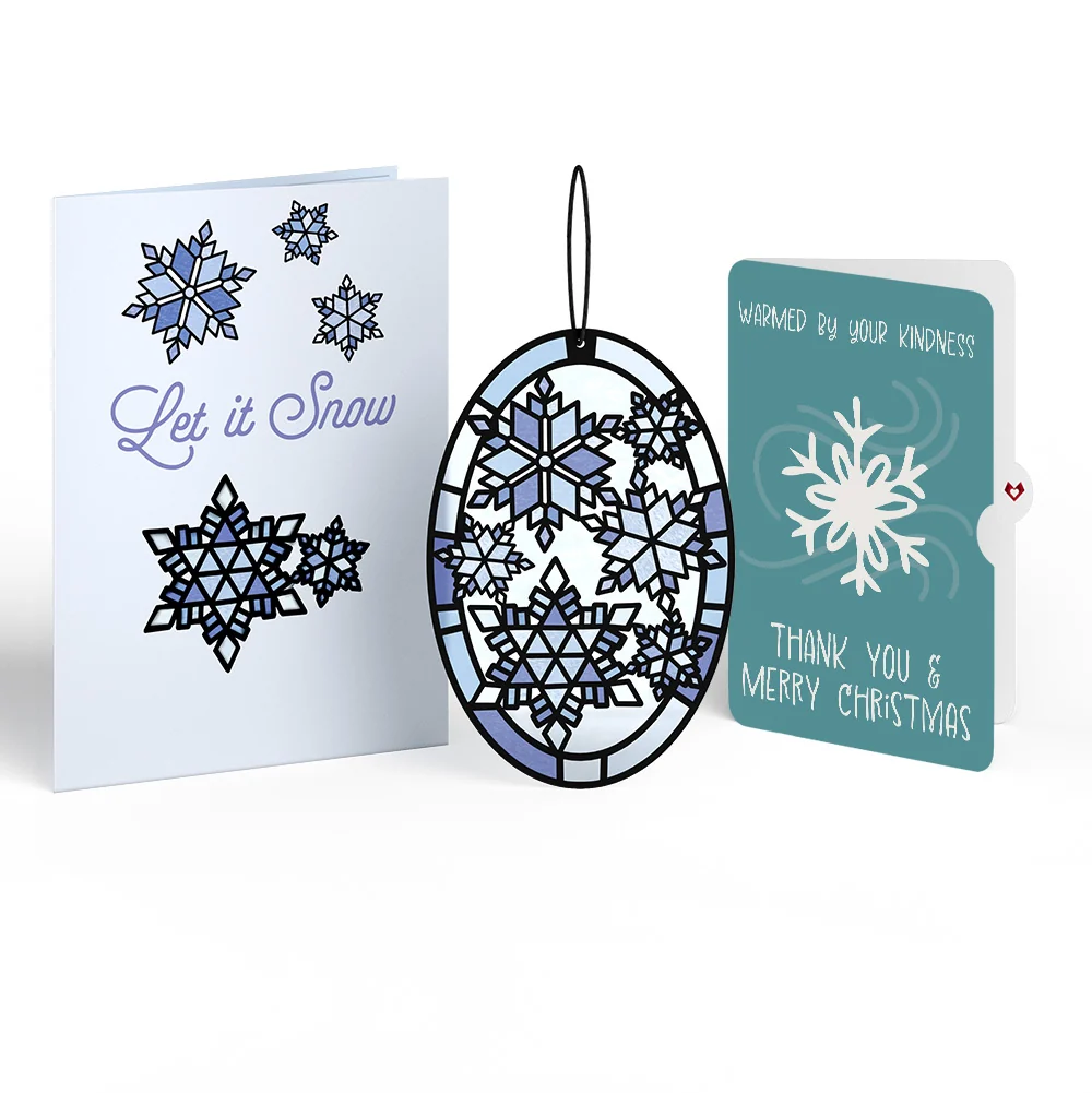 Lovepop Let It Snow Snowflakes Suncatcher Card and Kindness Christmas Sentiment Set