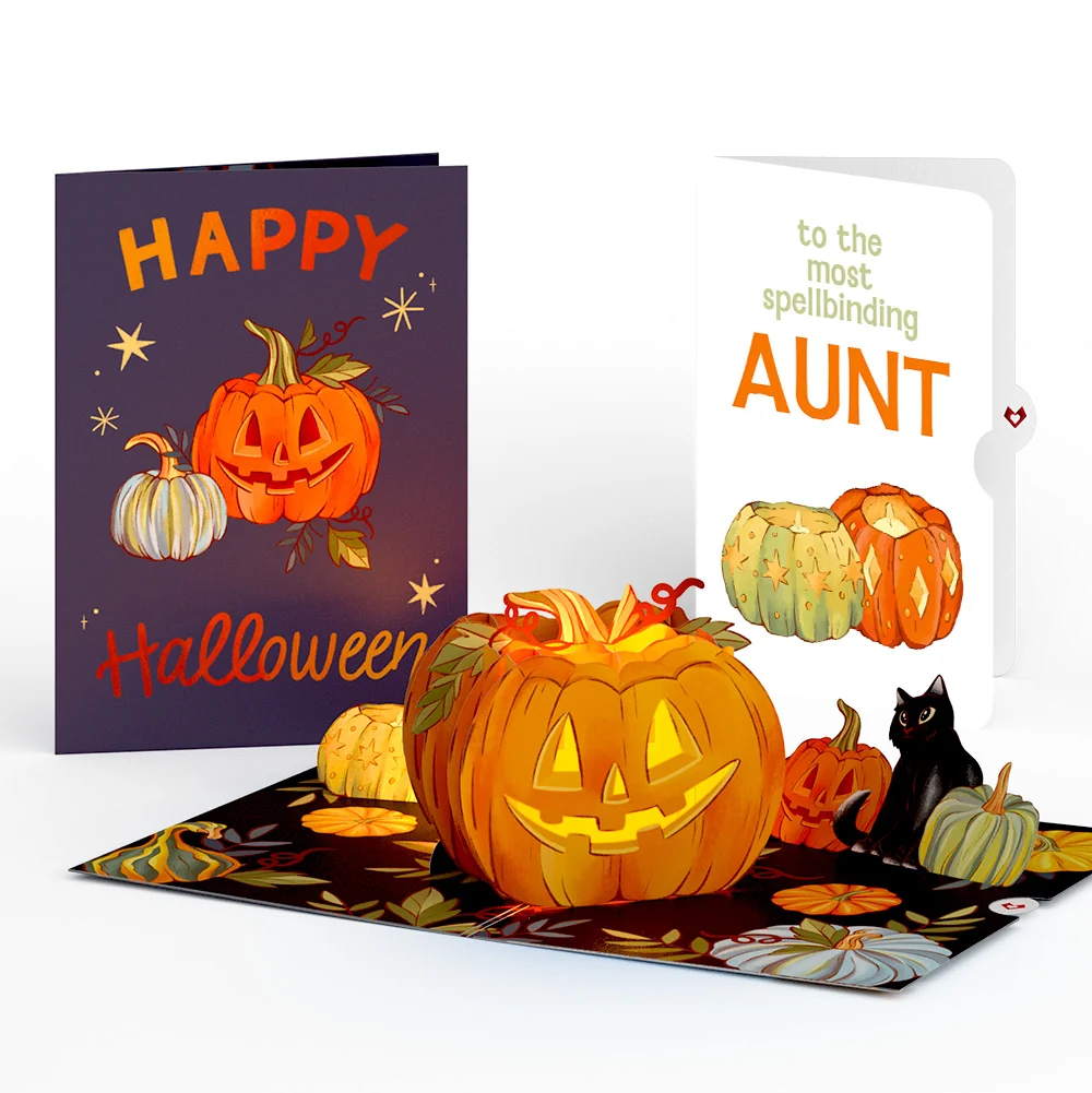 Lovepop Happy Halloween Pumpkin Light-Up Pop-Up Card and Sentiment Set for Aunt
