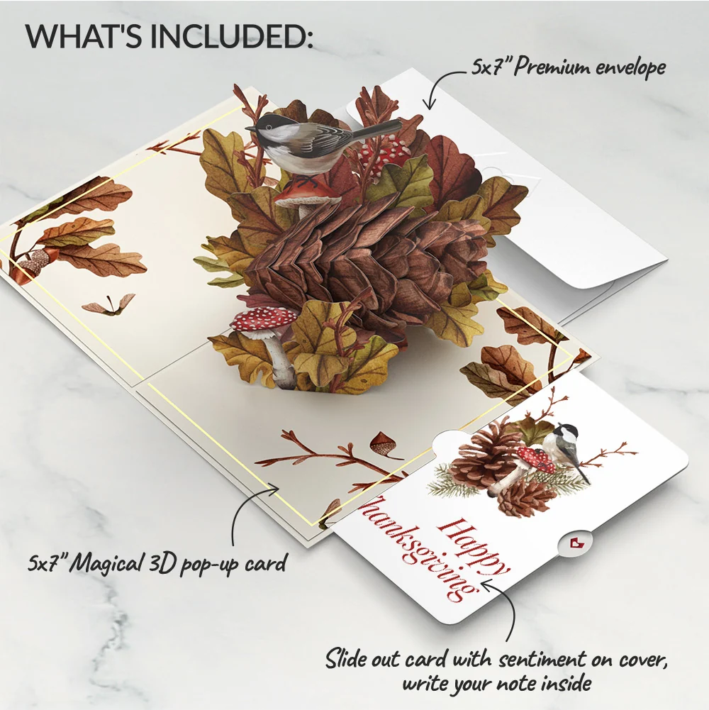Lovepop Fall Forest Floor Thanksgiving Pop-Up Card and Sentiment Set Cream - Image 2