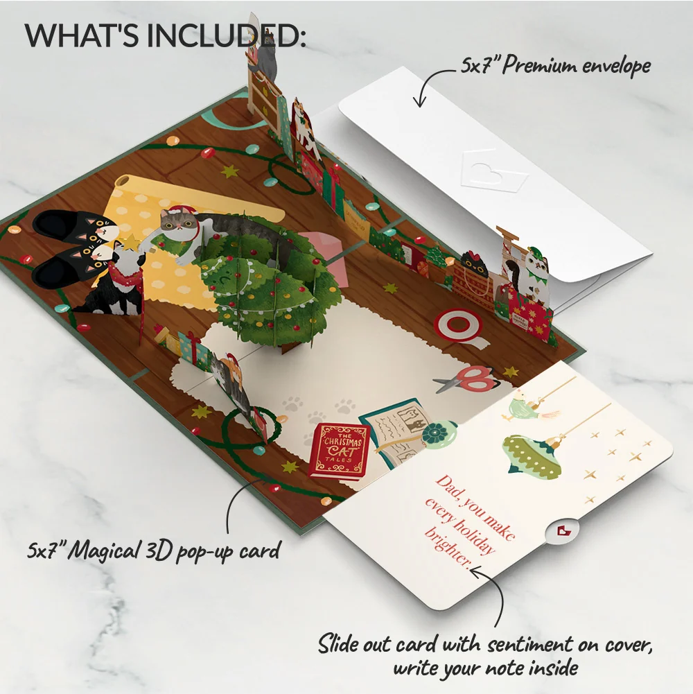 Lovepop Meowy Little Christmas Cats Pop-Up Card and Sentiment Set for Dad Cream - Image 2