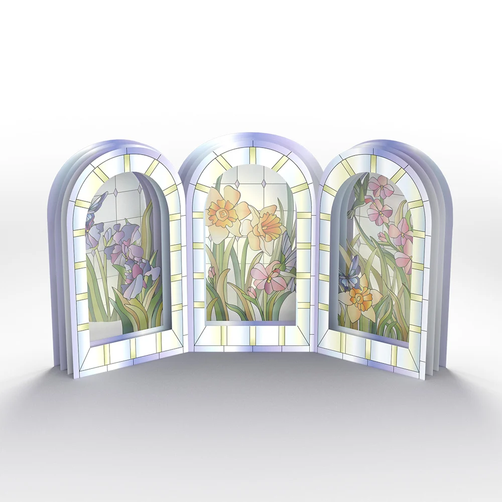 Lovepop Stained Glass Floral Triptych Pop-Up Gift - Image 2