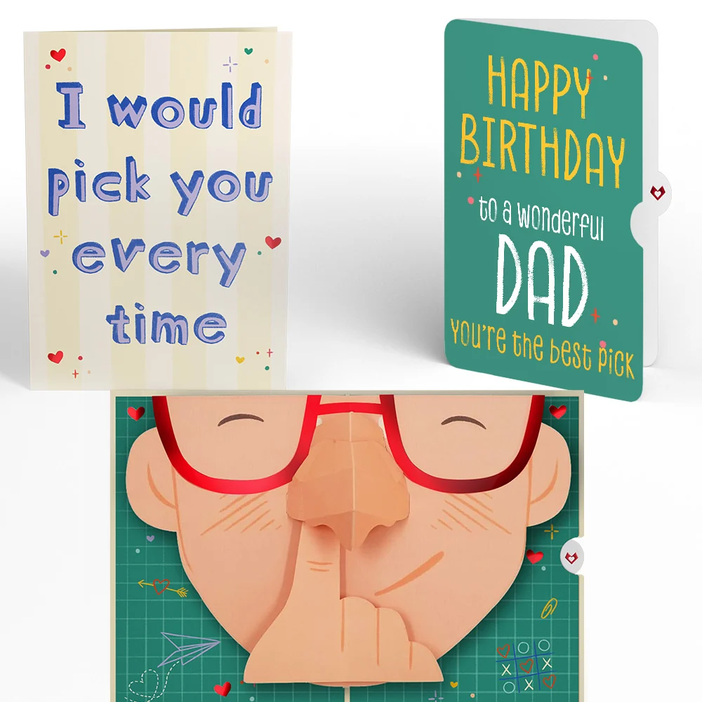 Lovepop Pick You Every Time Birthday Pop-Up Card and Sentiment Set for Dad Glass