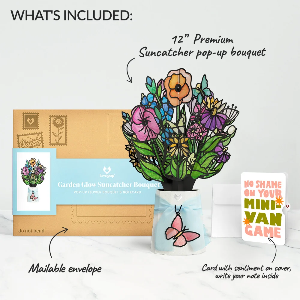 Lovepop Garden Glow Suncatcher Bouquet and Minivan Chaos Humor Sentiment Set Glass - Image 2