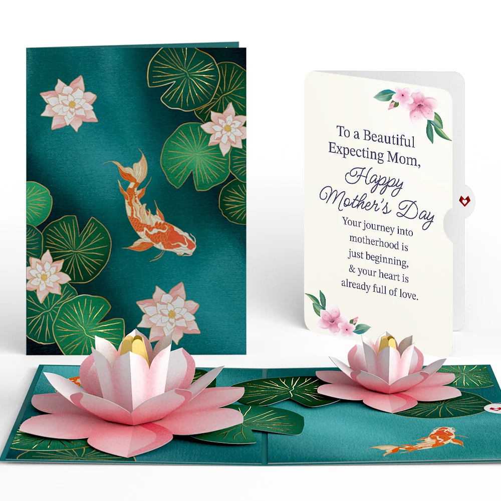 Lovepop Koi Fish and Lotus Pond Mother's Day Pop-Up Card and Sentiment Set for Expecting Mom