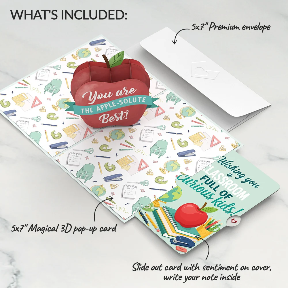 Lovepop Amazing Teacher Apple Encouragement Pop-Up Card and Curious Kids Sentiment Set - Image 2