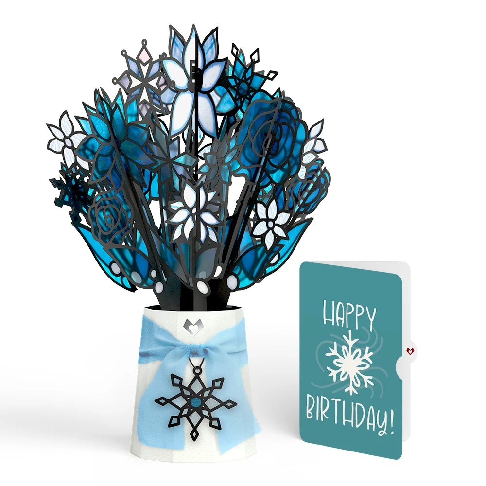 Lovepop Winter Starlight Suncatcher Bouquet and Snowflake Birthday Sentiment Set Glass