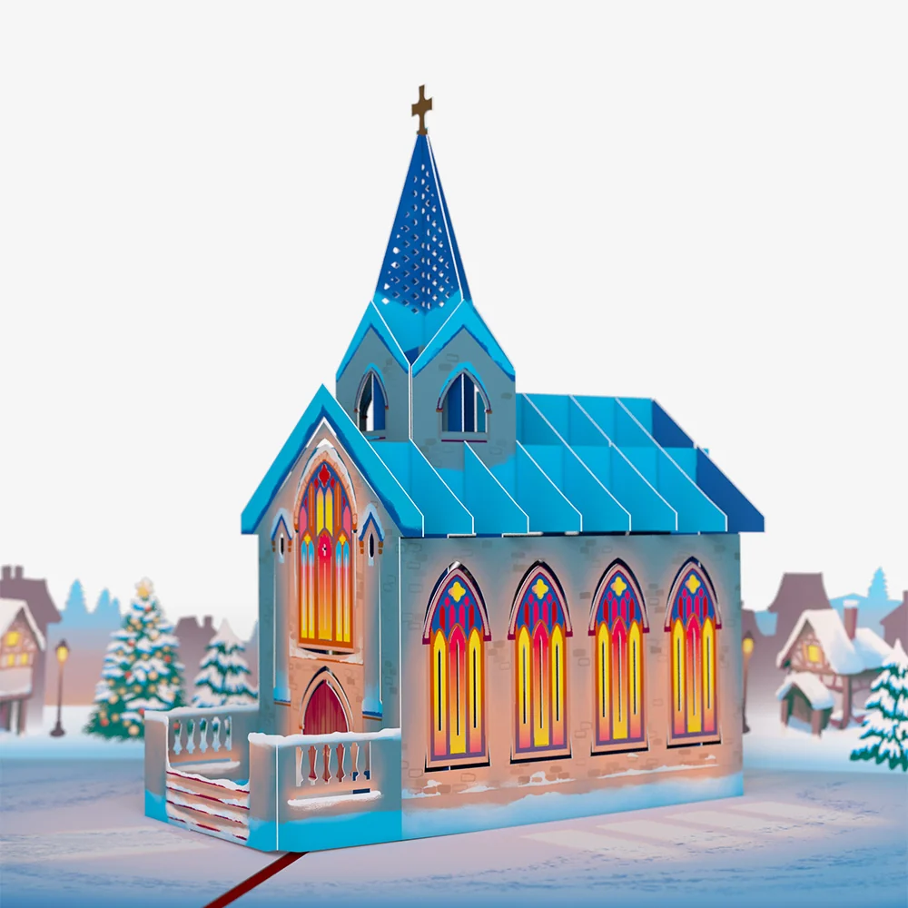 Lovepop Stained Glass Christmas Chapel Pop-Up Card and Holy Light Church Sentiment Set - Image 3