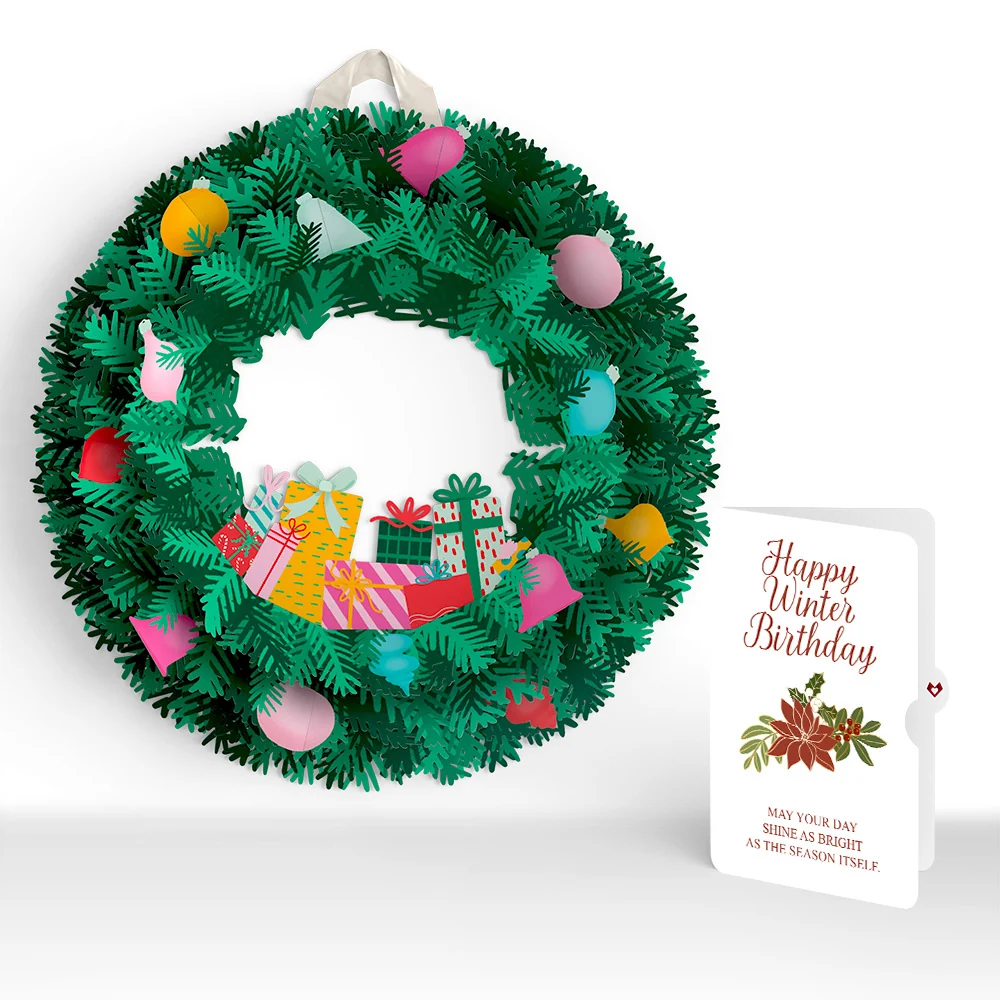 Lovepop Christmas Joy Wreath and Poinsettia Winter Birthday Sentiment Set