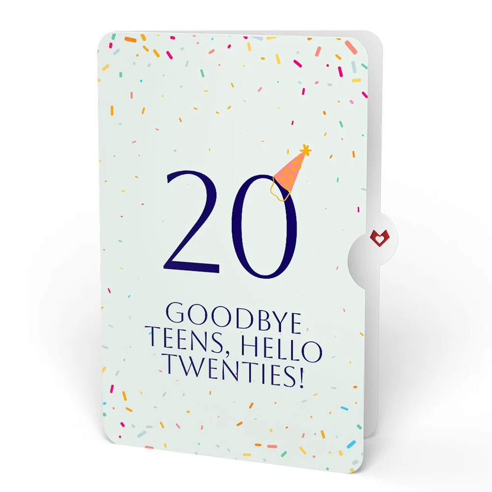 Lovepop Happy 20th Birthday Balloons Music and Lights Pop-Up Card and Party Hat Sentiment Set - Image 4