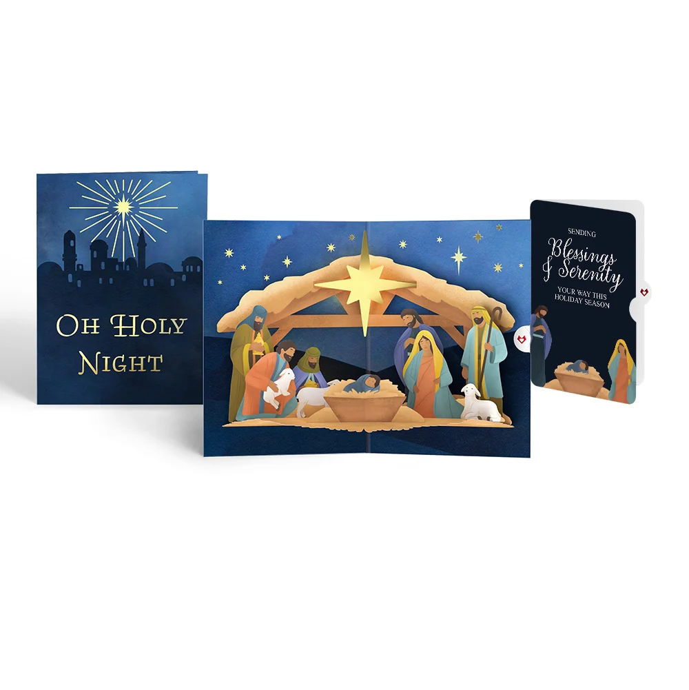 Lovepop Oh Holy Night Nativity Christmas Light-Up Pop-Up Card and Blessings & Serenity Sentiment Set