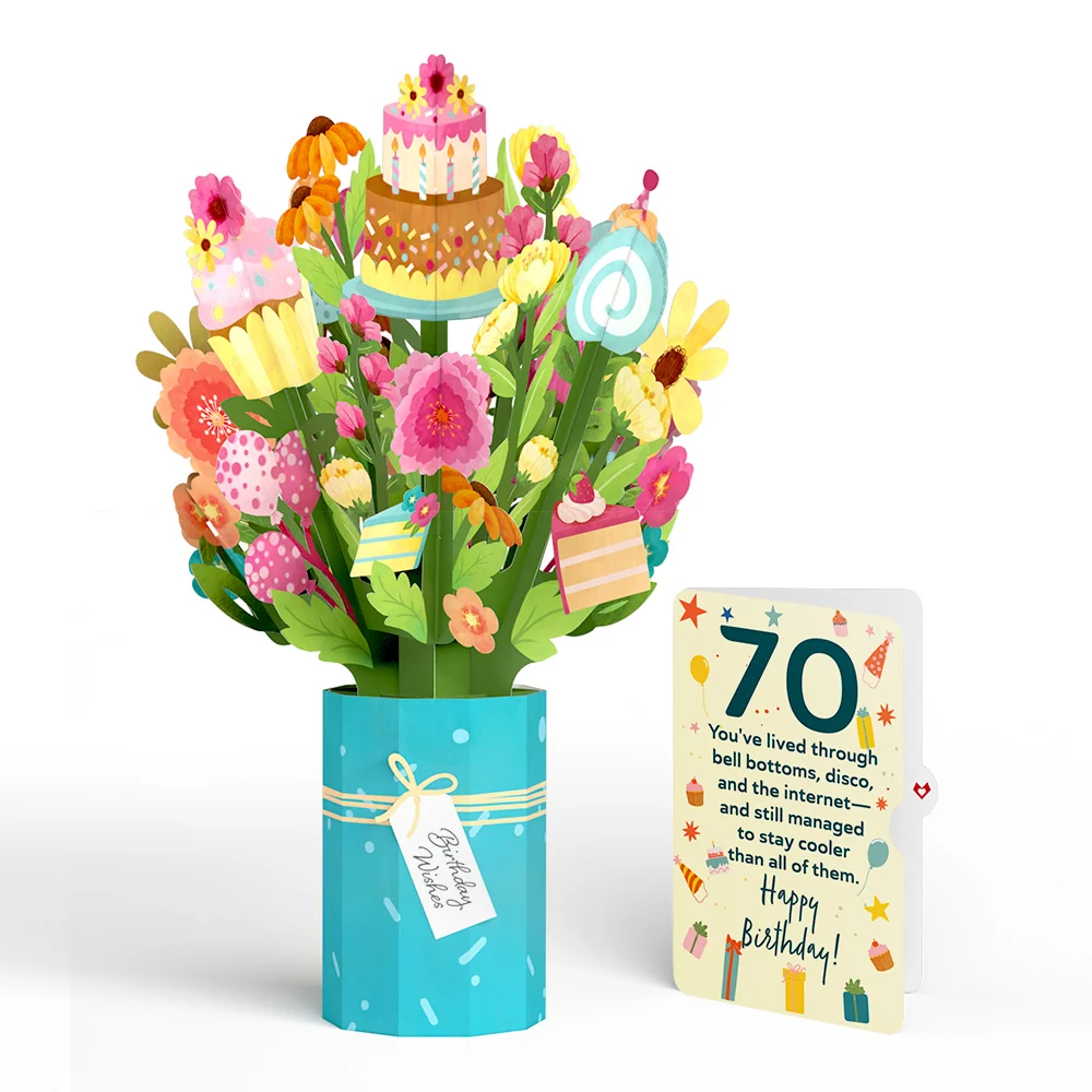 Lovepop Sweet 70th Birthday Wishes Bouquet and Sentiment Set Candle