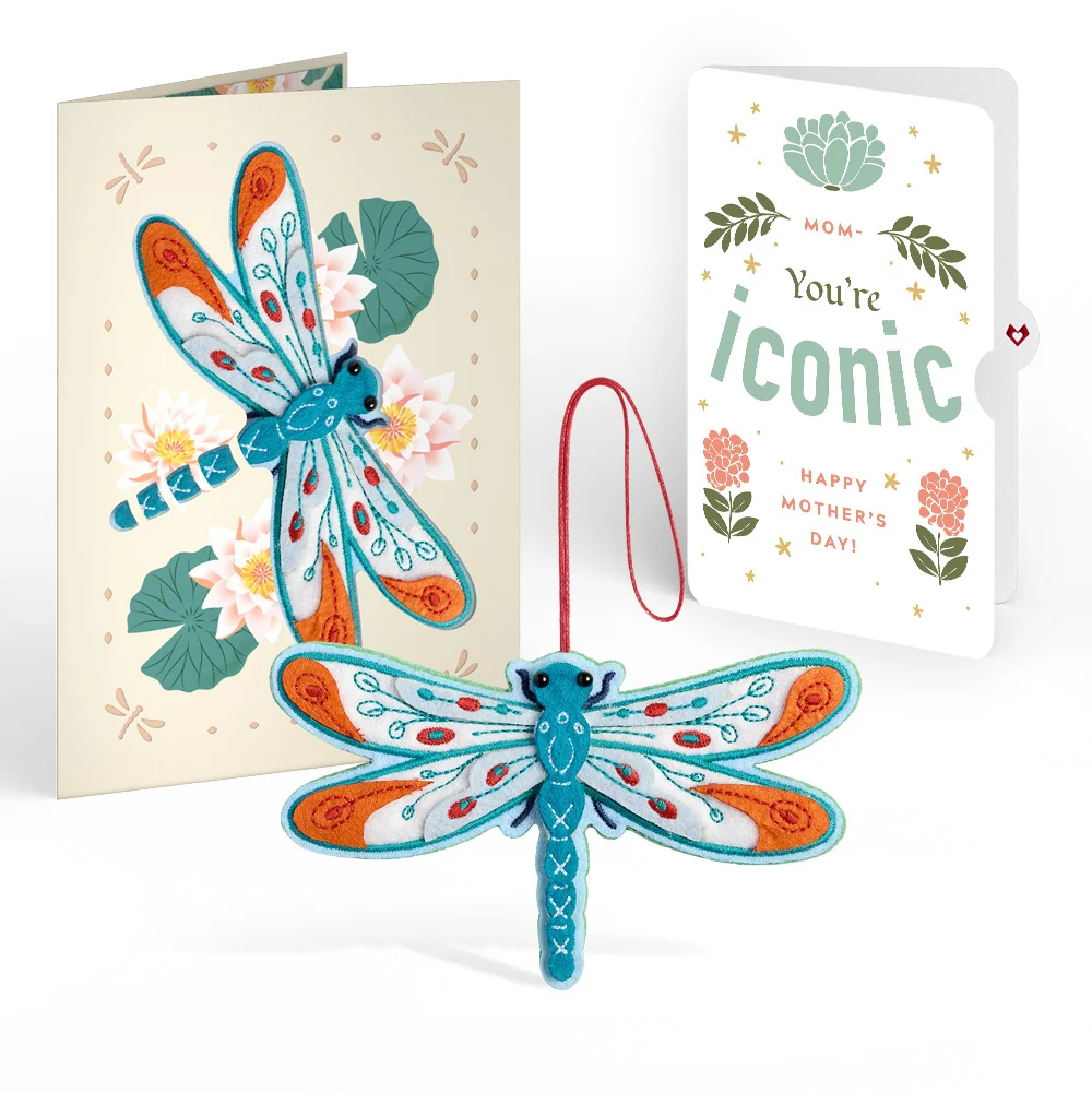 Lovepop Peaceful Dragonfly Mother’s Day HeartFelt Charm Card and Iconic Bloom Sentiment Set for Mom