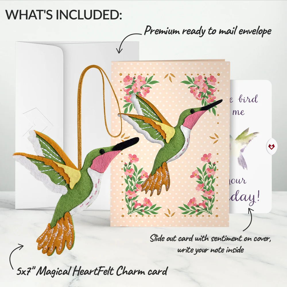 Lovepop Serene Hummingbird Birthday HeartFelt Charm Card and A Little Hummingbird Kisses Sentiment Set - Image 2