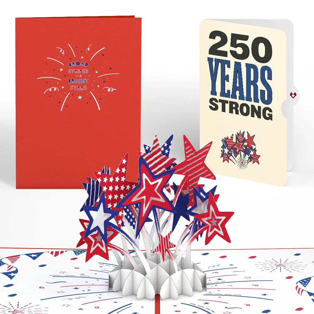 Lovepop Stars and Stripes 4th of July Pop-Up Card and 250 Years Strong Sentiment Set Cream