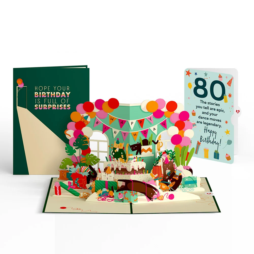 Lovepop Party Cats 80th Birthday Pop-Up Card and Sentiment Set