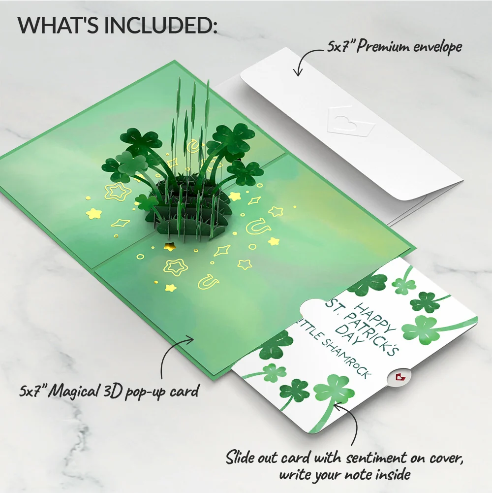 Lovepop Saint Patrick's Day Lucky Clover Pop-Up Card and Sentiment Set - Image 2