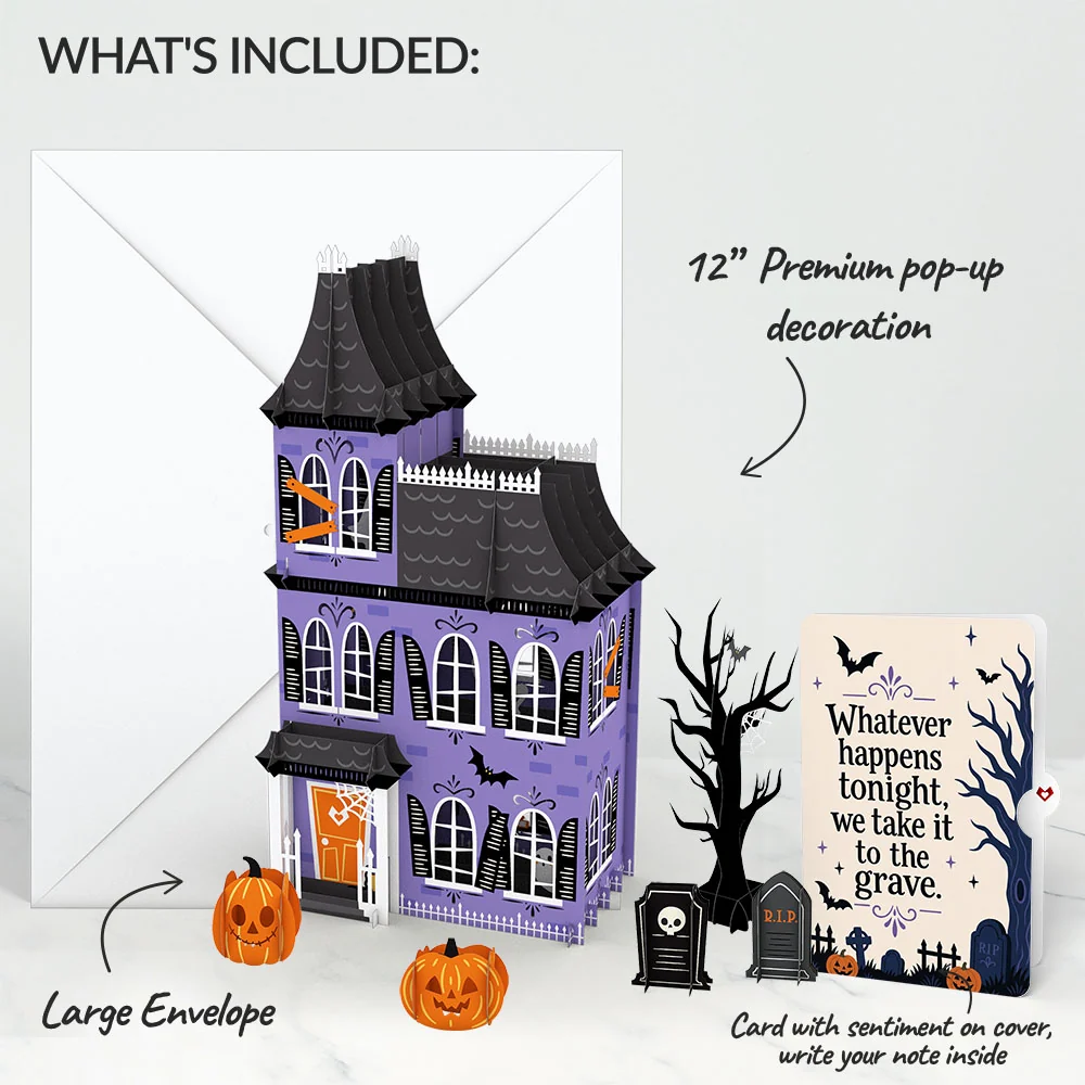 Lovepop Haunted House Halloween Giant Pop-Up Gift and Take It To The Grave Sentiment Set Cream - Image 2