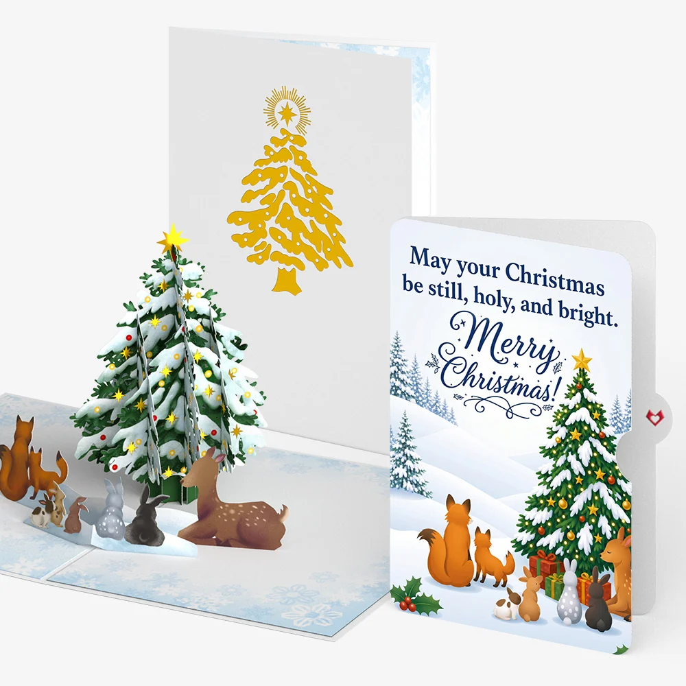 Lovepop Woodland White Christmas Pop-Up Card and Forest Friends Sentiment Set