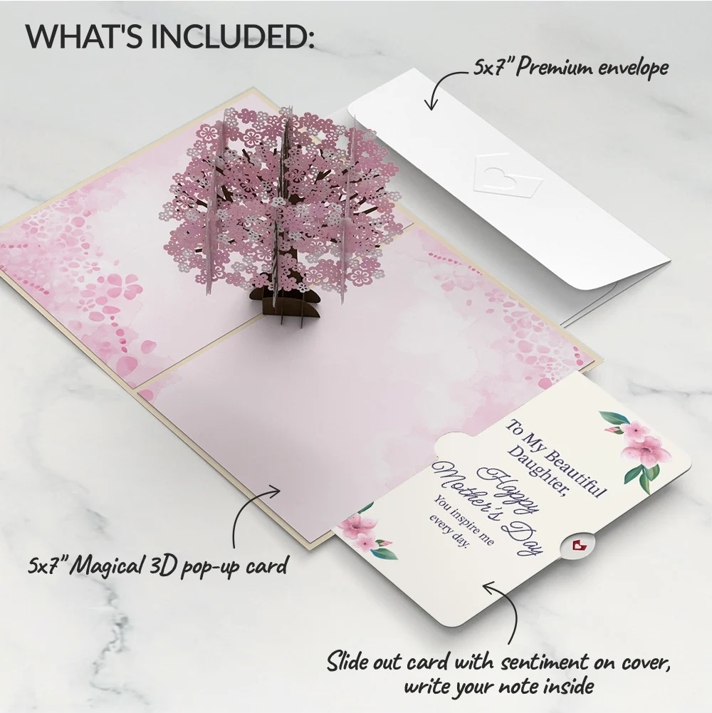 Lovepop Cherry Blossom Mother's Day Pop-Up Card and Sentiment Set for Daughter - Image 2