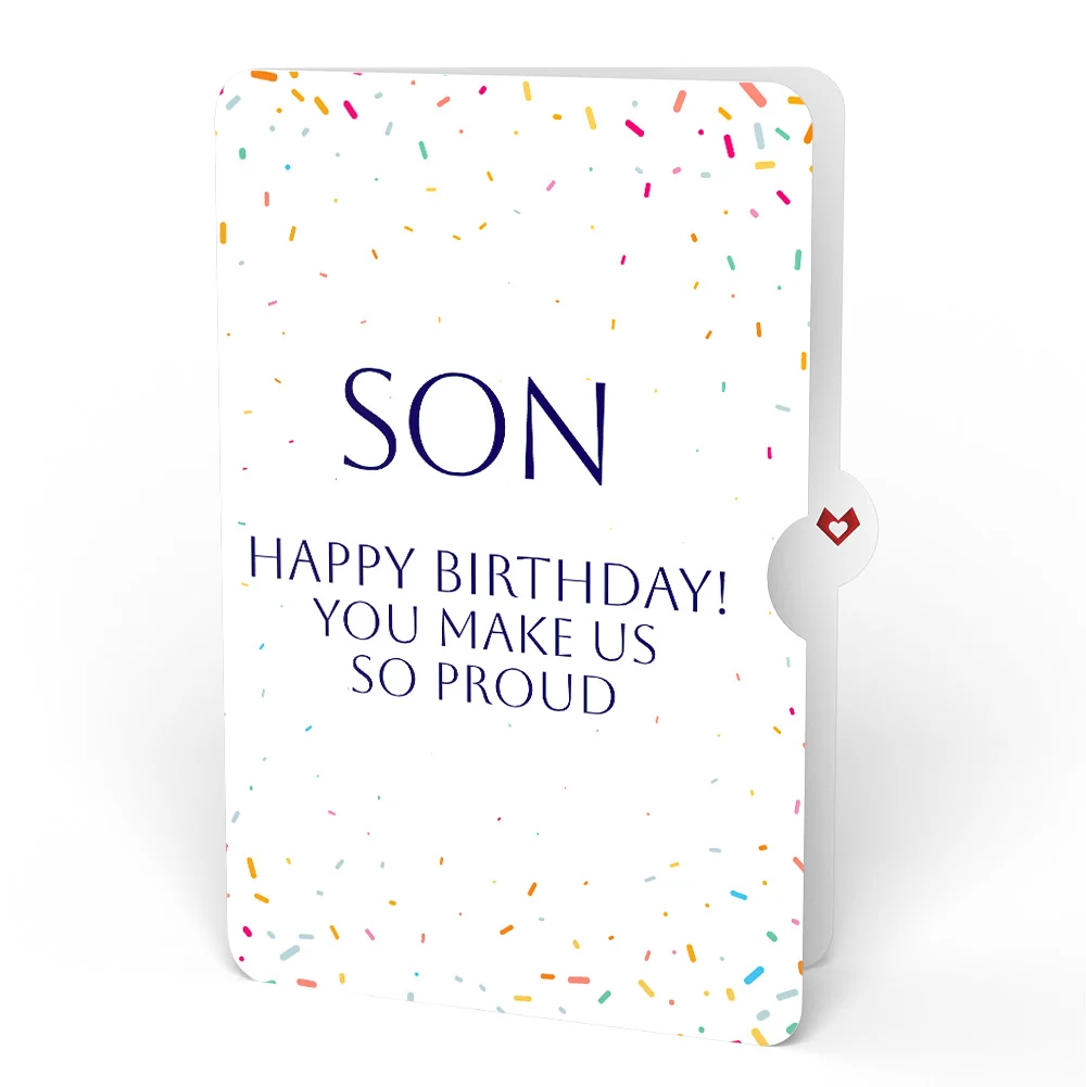 Lovepop Happy Birthday Confetti Cake Music and Lights Pop-Up Card and Sentiment Set for Son Candle - Image 4