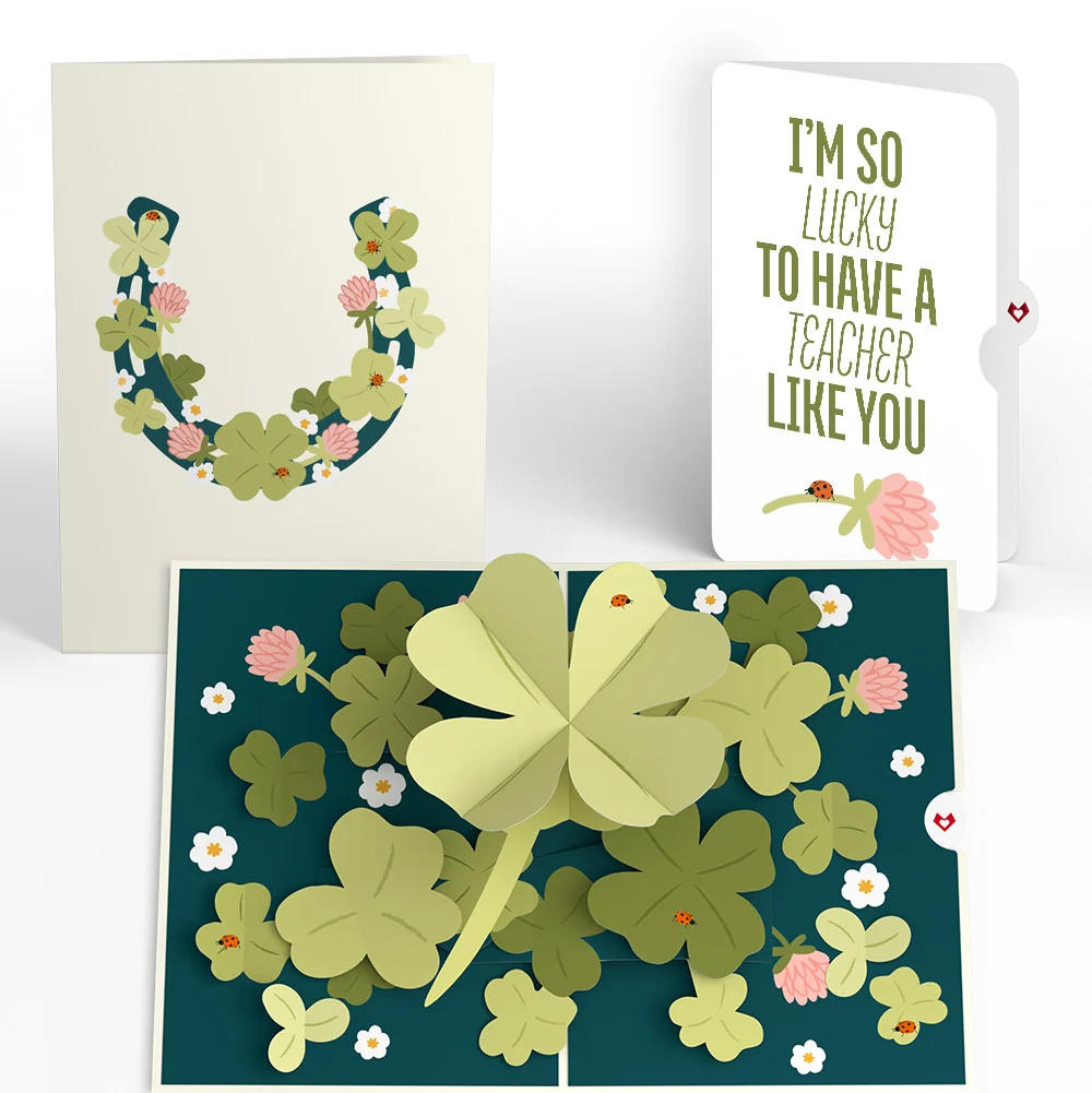 Lovepop Shamrock Fields Appreciation Pop-Up Card and Sentiment Set for Teacher Cream