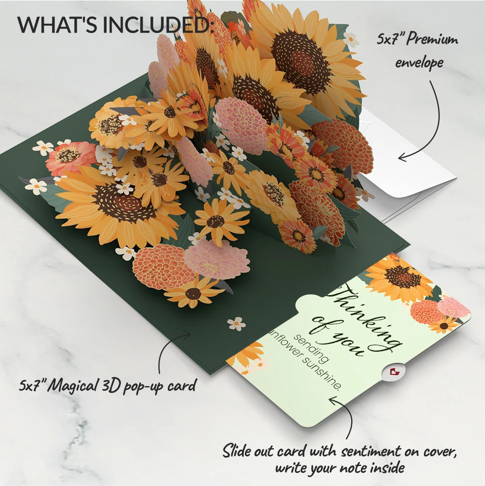 Lovepop Radiant Sunflowers Thinking of You Pop-Up Card and Sentiment Set Cream - Image 2