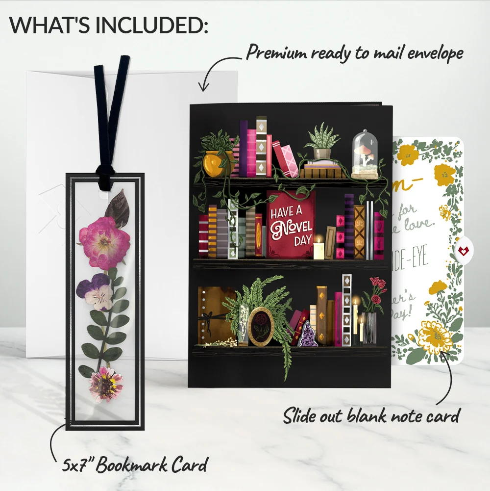 Lovepop Novel Day Mother’s Day Petal Pressed Bookmark Card and Golden Wildflower Frame Sentiment Set for Mom - Image 2
