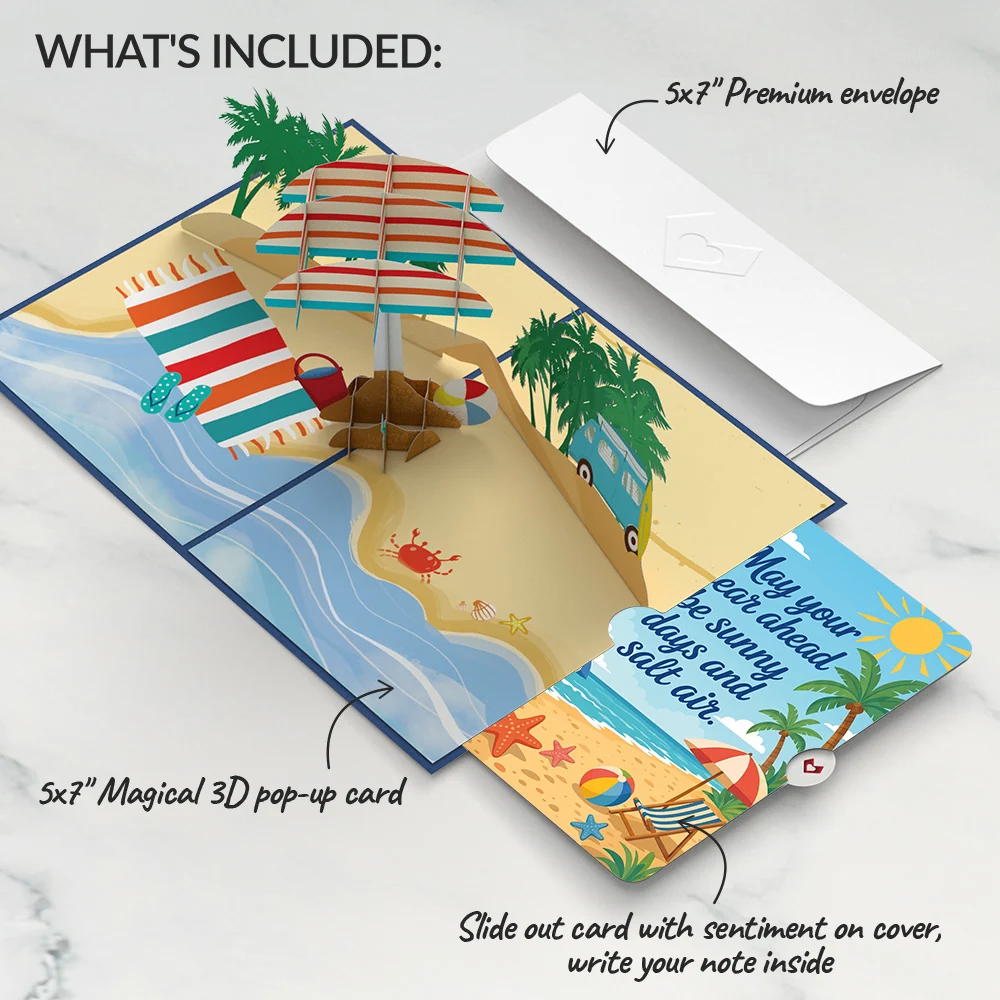 Lovepop Sandy Shores Birthday Pop-Up Card and Sunny Days Sentiment Set Chair - Image 2