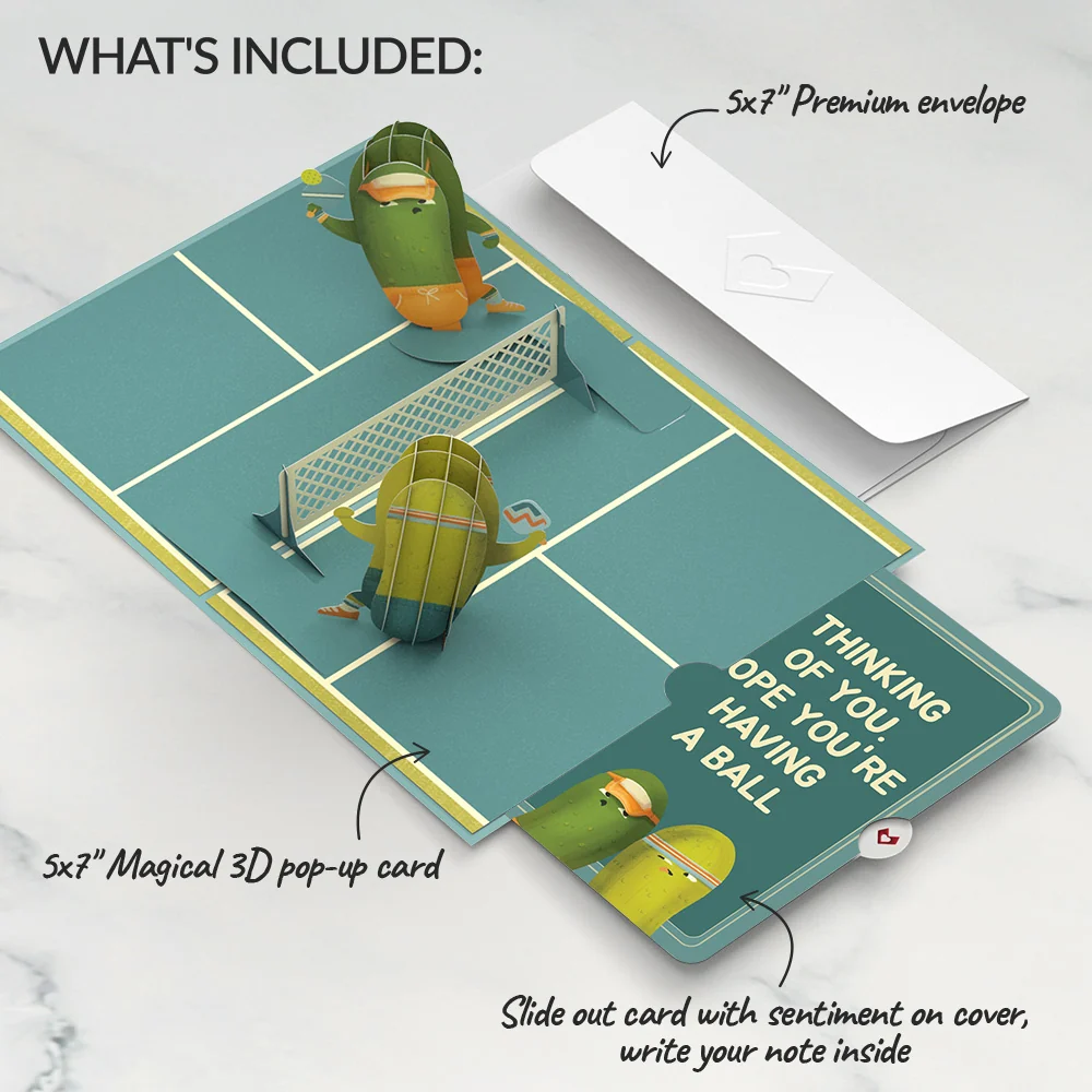 Lovepop Playful Pickleball Thinking of You Pop-Up Card and Sentiment Set Cream - Image 2