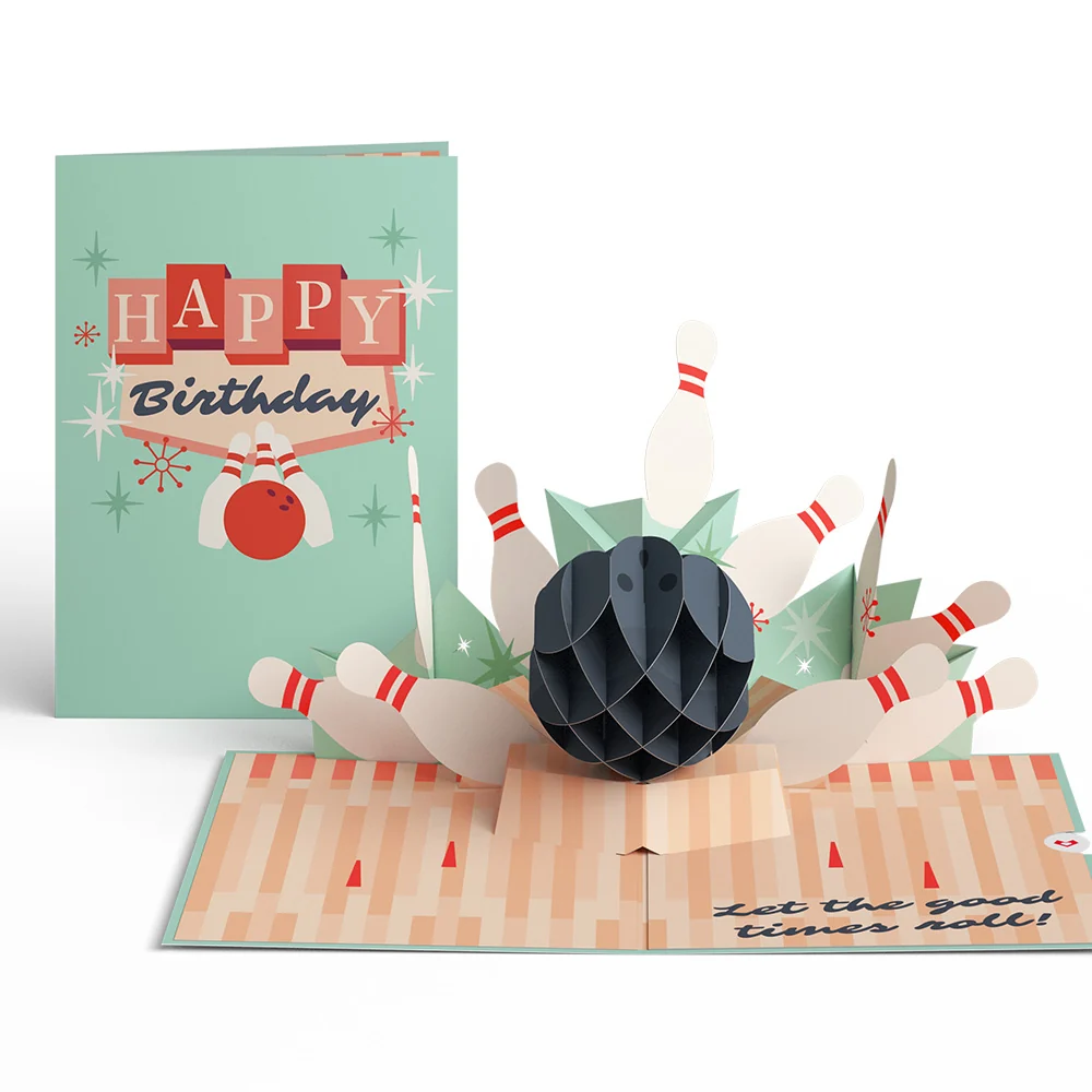 Lovepop Retro Bowling Birthday Pop-Up Card