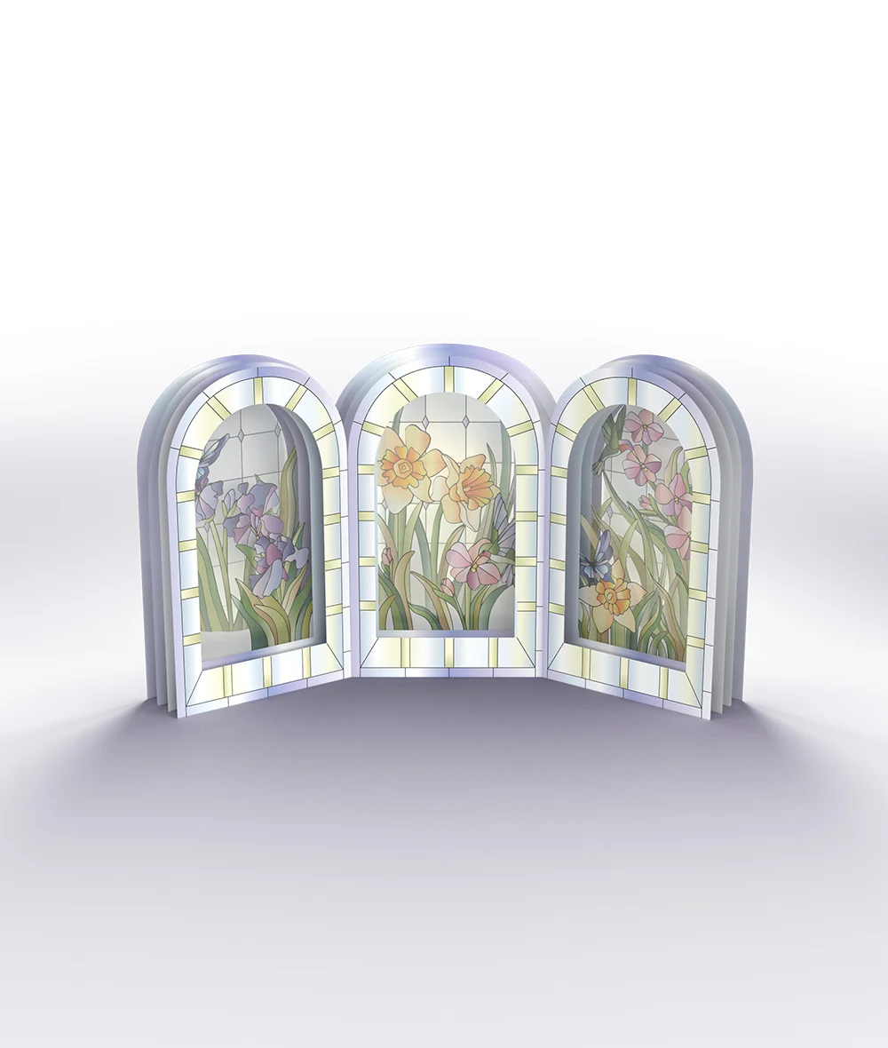 Lovepop Stained Glass Floral Triptych Pop-Up Gift - Image 7