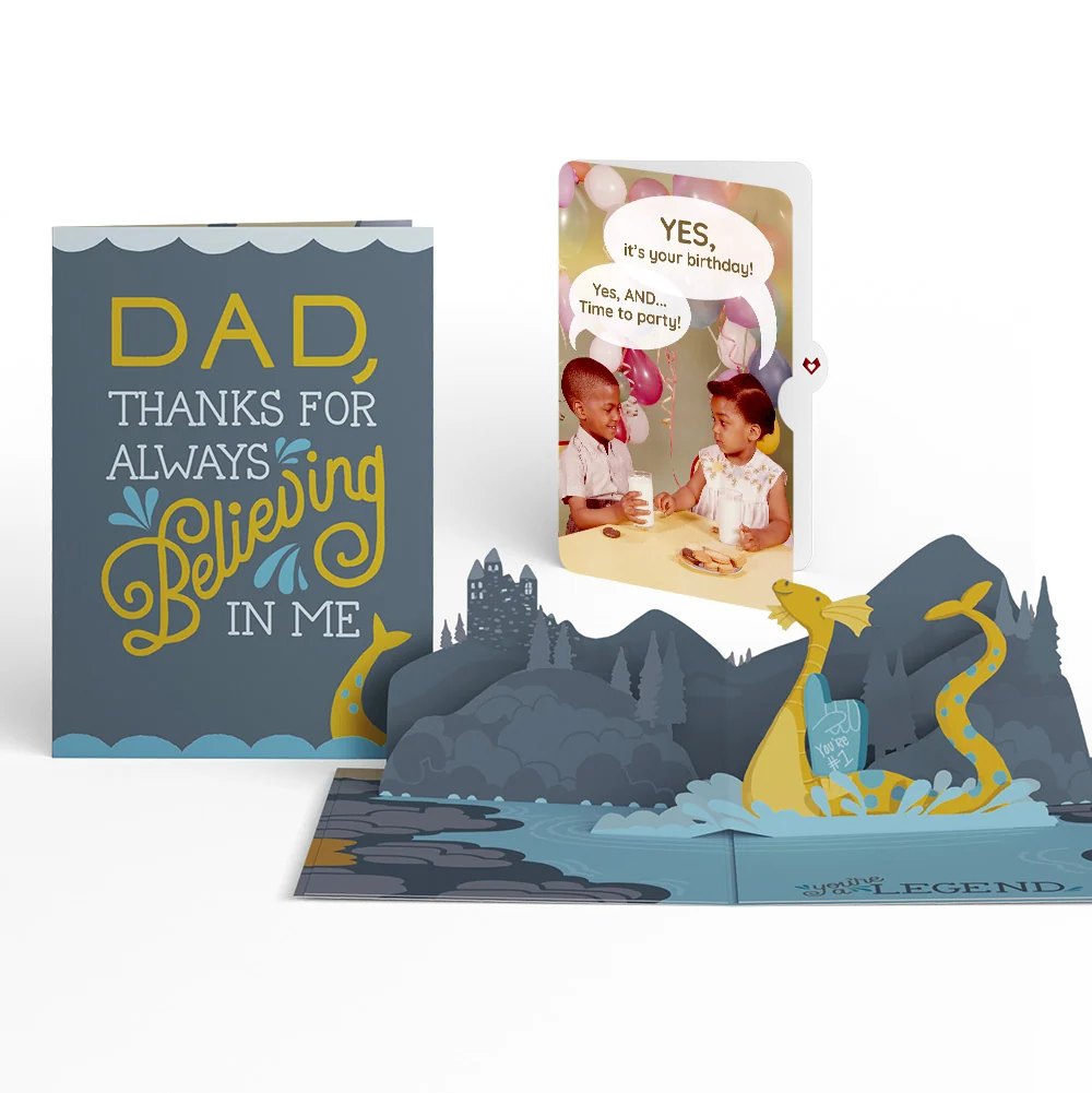 Lovepop Dad You're a Legend Loch Ness Monster Birthday Pop-Up Card and Time to Party Sentiment Set