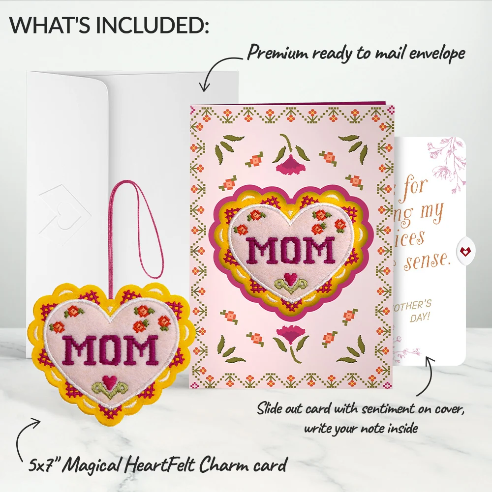Lovepop Stitched with Love Mother’s Day HeartFelt Charm Card and Sentiment Set for Mom - Image 2