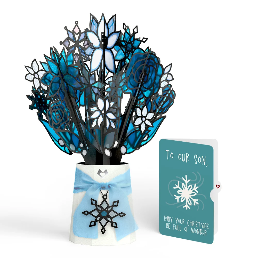 Lovepop Winter Starlight Suncatcher Bouquet and Snowflake Christmas Sentiment Set for Son Glass