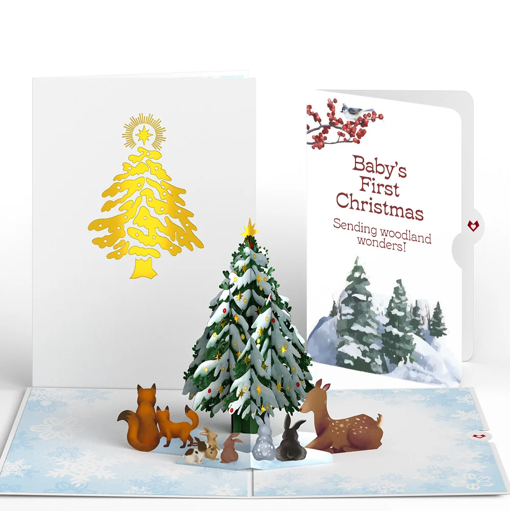 Lovepop Woodland White First Christmas Pop-Up Card and Sentiment Set for Baby