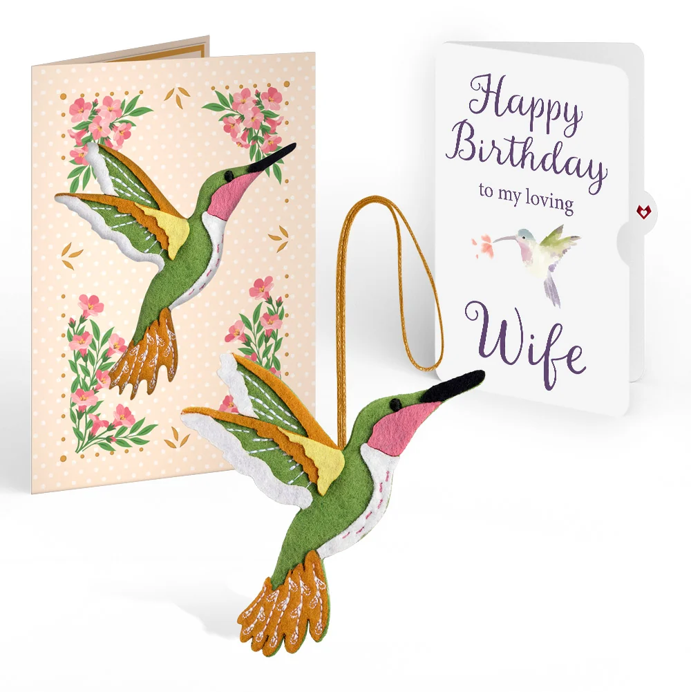 Lovepop Serene Hummingbird Birthday HeartFelt Charm Card and Sentiment Set for Wife