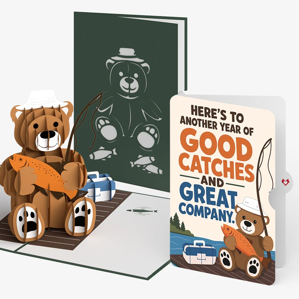 Lovepop Fishing Bear Birthday Pop-Up Card and Good Catches Sentiment Set
