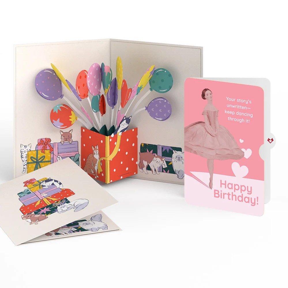 Lovepop Curious Cats Birthday Pop-Up Card and Dancing Through Life Sentiment Set