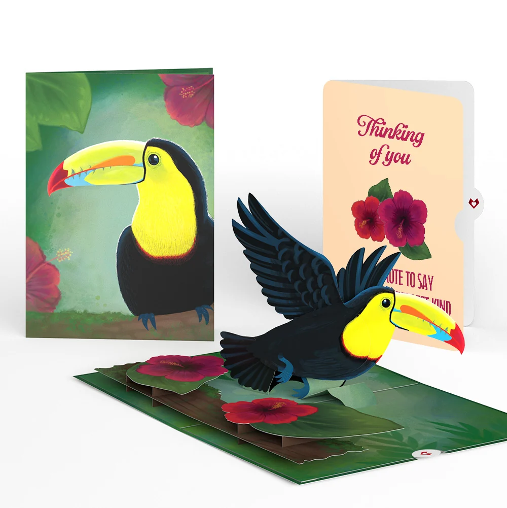 Lovepop Rainforest Toucan Thinking of You Pop-Up Card and Hibiscus Sentiment Set
