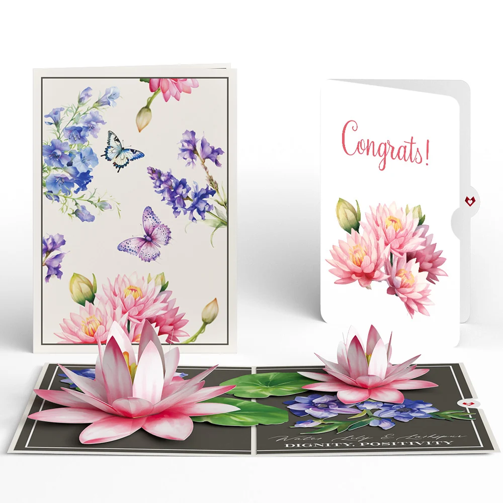 Lovepop Born to Bloom: July Birth Month Flowers Congratulations Pop-Up Card and Sentiment Set Cream