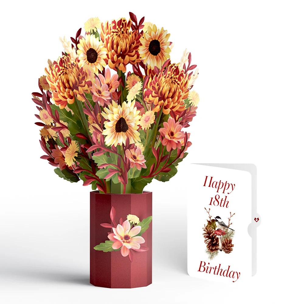 Lovepop Fall Sunshine 18th Birthday Bouquet and Sentiment Set Vase