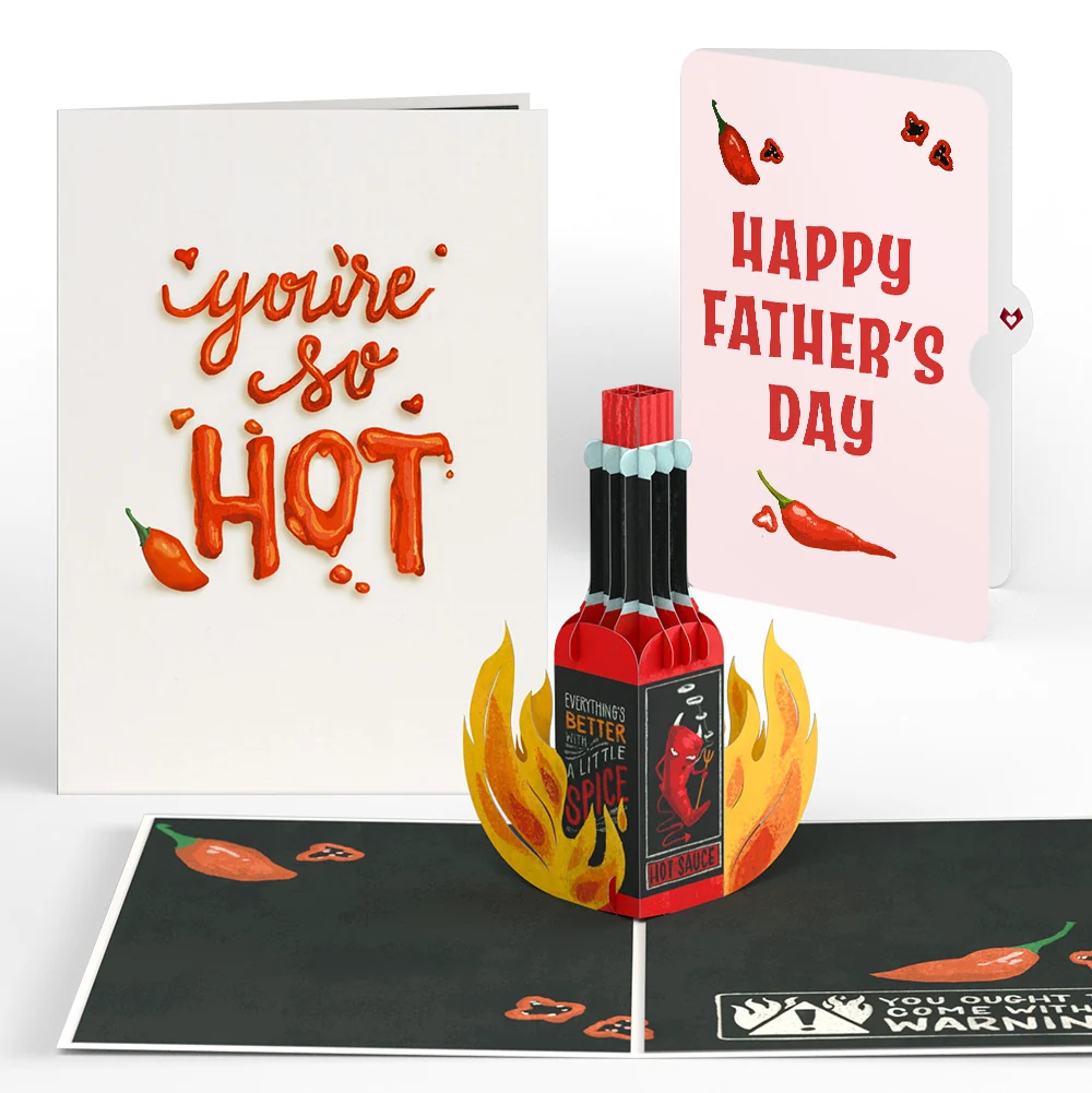 Lovepop Hot Sauce Father's Day Pop-Up Card and Sentiment Set – You're So Hot Bottle
