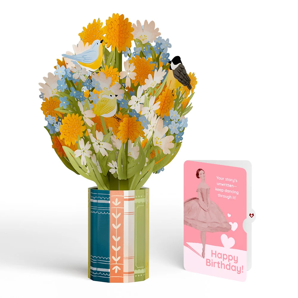 Lovepop Spring Joy Birthday Bouquet and Dancing Through Life Sentiment Set Vase