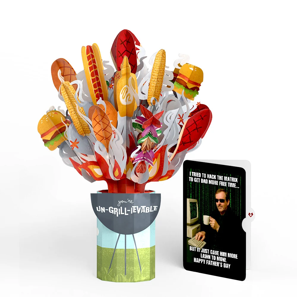 Lovepop Grill Master Father's Day Bouquet and Matrix Hacker Sentiment Set