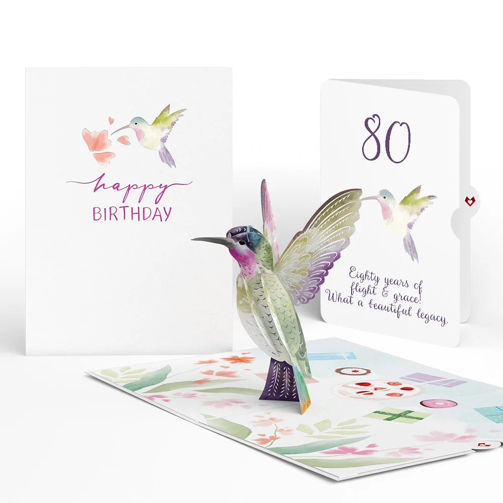 Lovepop Hummingbird 80th Birthday Pop-Up Card and Sentiment Set