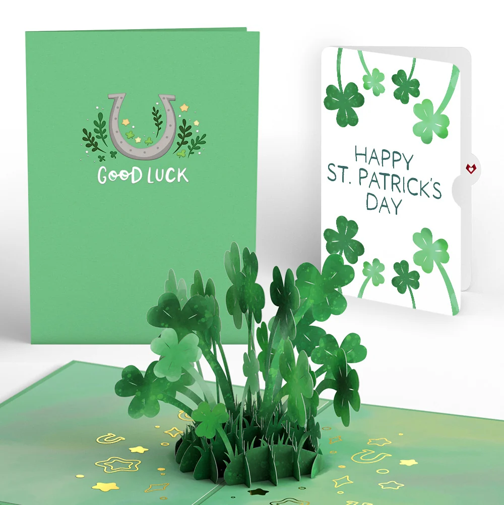 Lovepop Saint Patrick's Day Lucky Clover Pop-Up Card and Shamrock Sprigs Sentiment Set