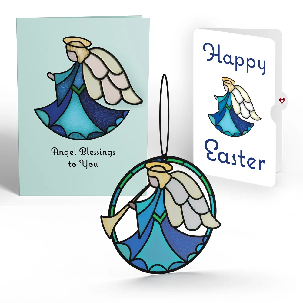 Lovepop Angel Blessings to You Easter Suncatcher Card and Sentiment Set Glass