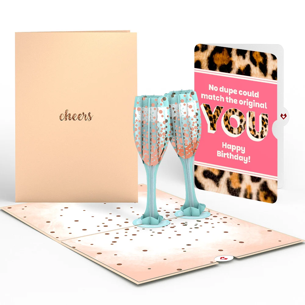Lovepop Champagne Toast Birthday Pop-Up Card and The original YOU Sentiment Set Glass