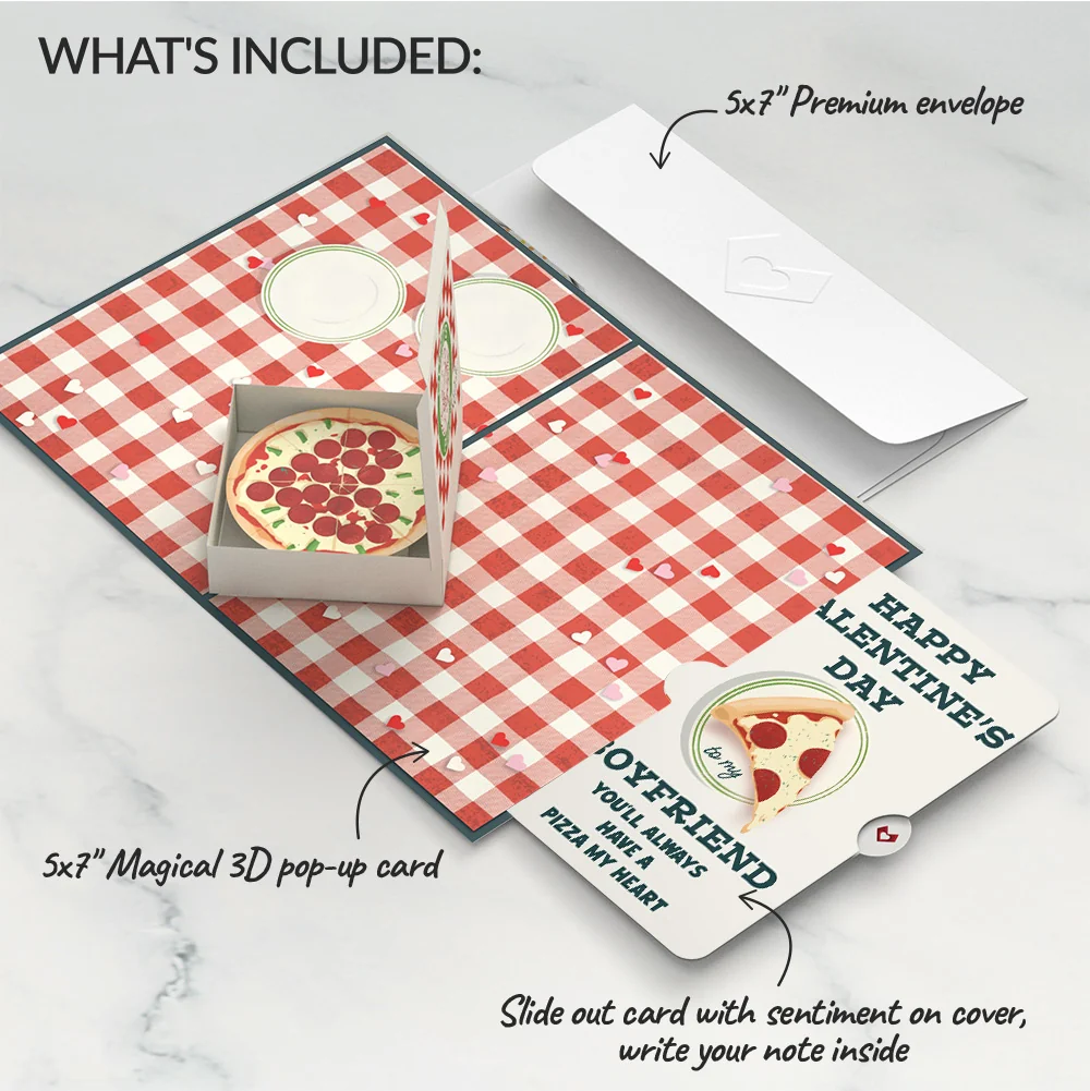 Lovepop Pizza Love Valentine Pop-Up Card and Perfect Slice Sentiment Set for Boyfriend Plate - Image 2
