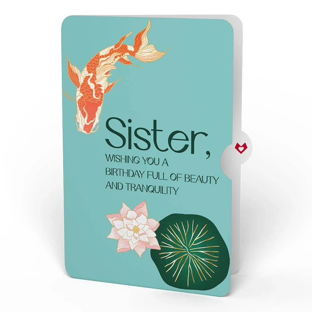 Lovepop Koi Fish and Lotus Birthday Pop-Up Card and Sentiment Set for Sister - Image 4